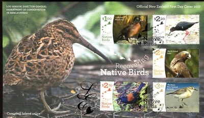 2017 New Zealand Recovering Native Birds (Set of 5 Stamps) FDC - Image 1 of 2