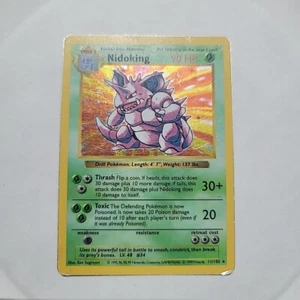 Nidoking 11/102 Base Set Shadowless Holo Rare Vintage 1999 Unlimited Pokemon MP - Picture 1 of 1
