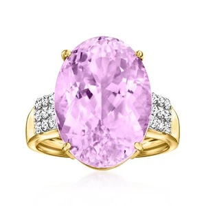 15.00 Carat Kunzite Ring With .27 ct. t.w. Diamonds in 14kt Yellow Gold - Picture 1 of 6