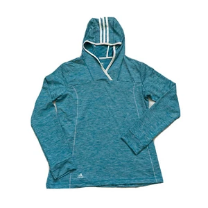 Adidas Womens Golf ClimaWarm Pullover Layer Hoodie Heathered Light Blue Sz M - Picture 1 of 9