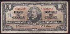 1937 Canada $100 banknote Gordon Towers B/J1192692 VG tears ink pencil