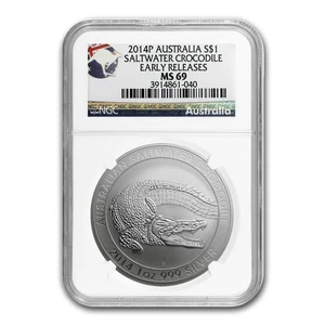 2014 Australia 1 oz Silver Saltwater Crocodile MS-69 NGC (ER) - Picture 1 of 3