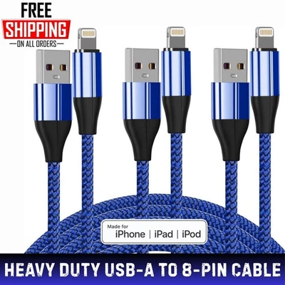 3 x iPhone Charger Fast For Apple Cable USB Lead 5 6 7 8 X XS XR SE 11 12 13 14 - Image 1 of 4