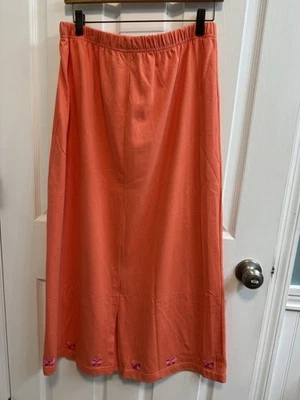 Quacker Factory Large Pullon Long Skirt Elastic Waist Pink Embroidered Butterfly - Image 1 of 4