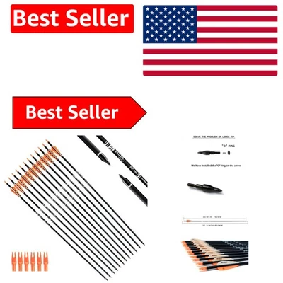 30 英寸碳狩猎箭 - 12 件装带弓箭手可拆卸头 — 第 1/4 张图片