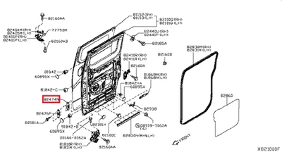 Pestillo de cola de milano para puerta corredera lateral original Nissan NV200 OE 82474JX00A Foto 1 de 4