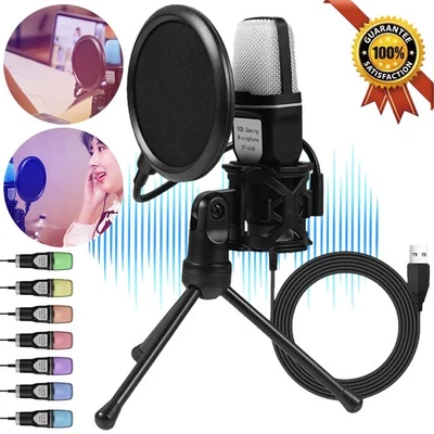 RGB Gaming Mikrofon PC Set USB Mikrofon mit Mikrofon Stativ für PS4 PS5 Geschenk - Bild 1 von 4