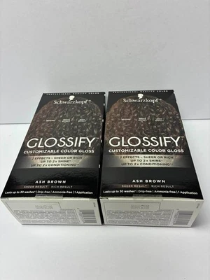 2 X Schwarzkopf Glossify Ash Brown Semi Permanent Customizable Hair Color Gloss - Image 1 of 4