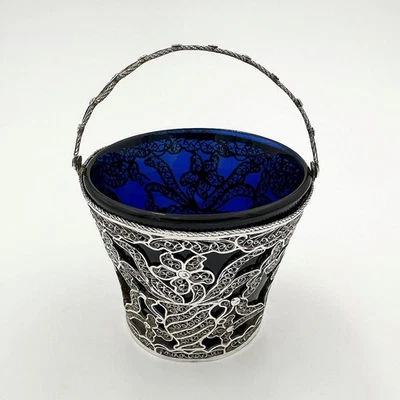 ГРУЗИНСКАЯ НЕМАРКИРОВАННАЯ СЕРЕБРЯНАЯ ФИЛИГРАННАЯ САХАРНАЯ КОРЗИНА c1800 - Изображение 1 из 4