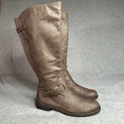 Baretraps Clary 2 Wide Calf Knee High Fashion Boots 8.5 Taupe flannel lined - Image 1 of 4