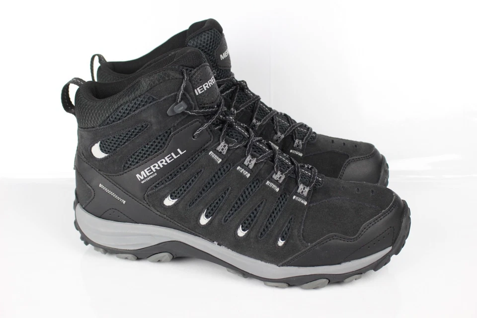 Merrell 男式 Crosslander 3 Mid 防水靴黑色 J036953 — 第 1/4 张图片