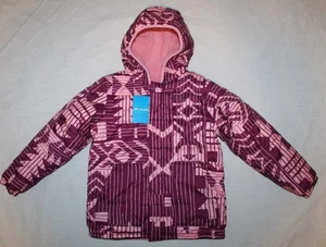 New girls Columbia pink reversible "Little Mountains" hooded jacket Size 8 - Picture 1 of 1
