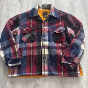 True Vintage CPO Flannel Wool Shacket Grunge 50s/60’s Plaid Anchor Buttons Wool - Picture 1 of 6