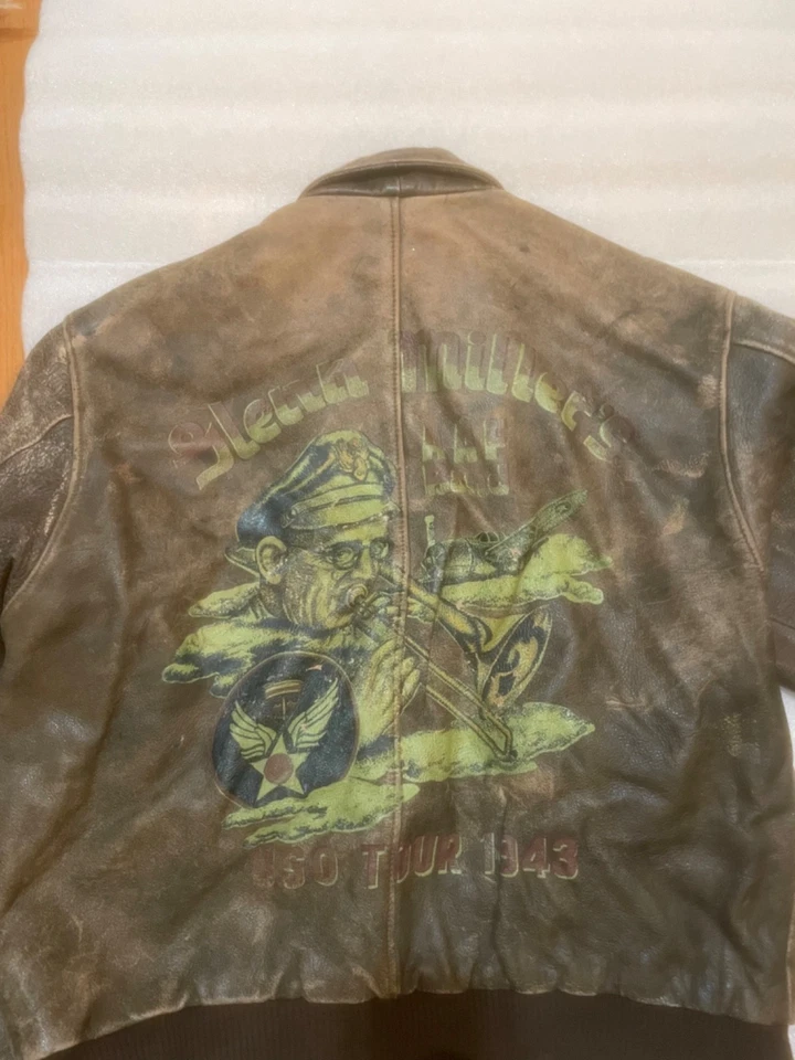 Glenn Miller Avirex pilot leather jacket L Vintage 1987 - Image 1 of 4