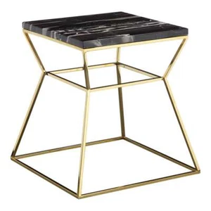 Pemberly Row Modern Marble & Steel Side Table in Black & Gold - Picture 1 of 1