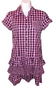 Niñas JUSTICIA Negro Rosa Gingham Algodón Volantes Vestido 16 Western Stud Rock Cuadros - Imagen 1 de 4
