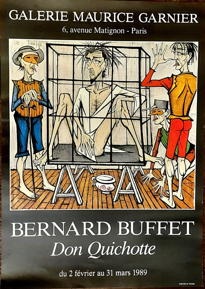 Affiche Bernard Buffet / Maurice Garnier Paris1989 Don Quichotte / cage - Photo 1/1