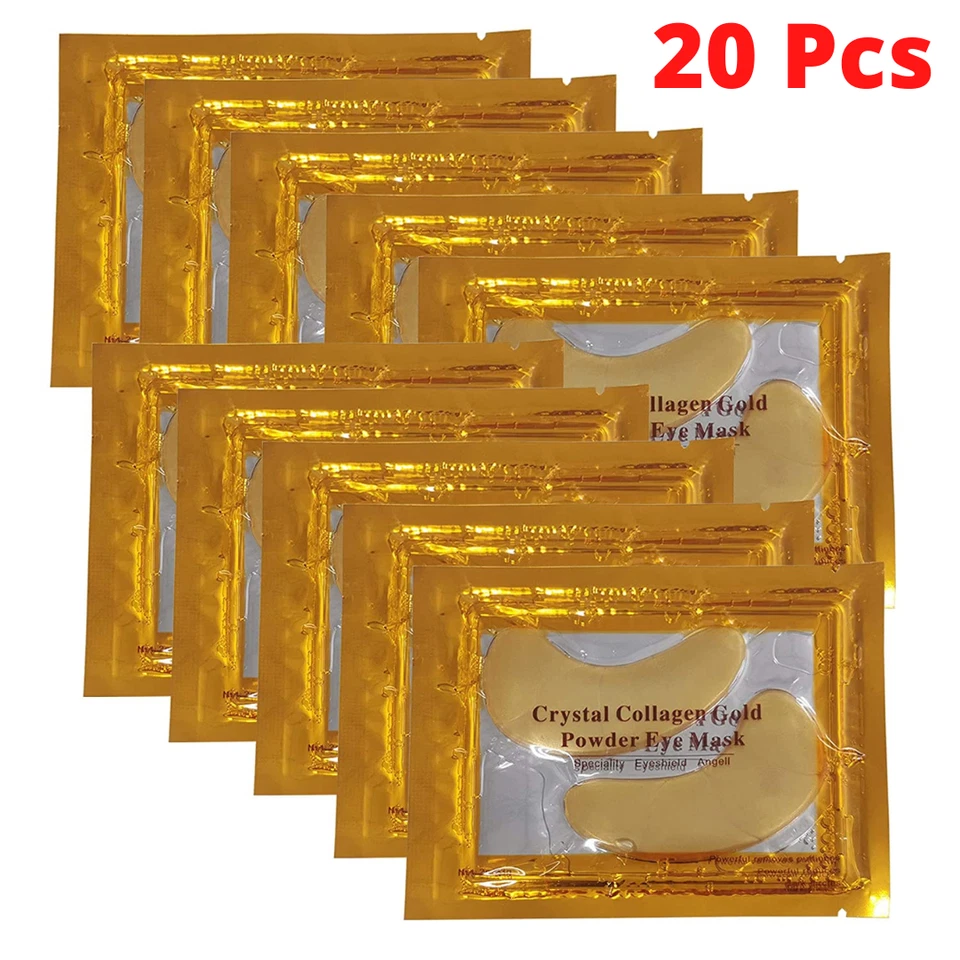 20 Pcs 24K Gold Powder Gel Collagen Eye Masks Patch, Remove Bags,Dark Circles - Image 1 of 4
