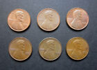 USA  RUN OF  6  COLLECTABLE  CONSECUTIVE  LINCOLN ONE CENT COINS   1974 - 1979