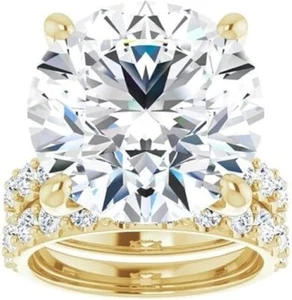 Round Oval Emerald Moissanite Ring 3 4 5 Ct Engagement Wedding Ring Halo Sets - Picture 1 of 14