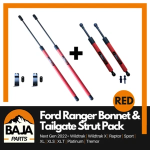 Ford Ranger Raptor Next Gen Bonnet and Tailgate Strut pack 2022+ RED - Picture 1 of 7