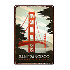 fr Golden Gate Bridge Rectangular Iron Picture Retro Metal Plate Tin Flat Wall A