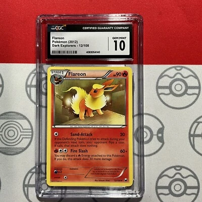 CGC GEM MINT 10 Flareon 12/108 2012 Dark Explorers Pokemon Card 4140 - Image 1 of 3