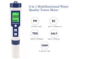PH Salinity TDS EC Temperature Meter Digital Water Quality 5 in 1 Monitor Tester - Picture 1 of 9