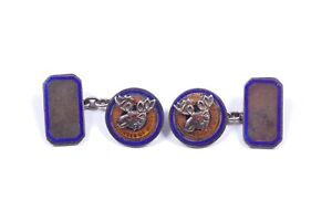 Vintage Cufflinks Sterling Silver & Enamel Loyal Order Of Moose 11.3g