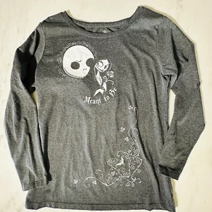 Nightmare Before Christmas Jack Sally Meant To Be Gray Women's Long Sleeve Shirt - Picture 1 of 6