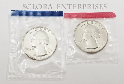 1981 P & D Washington Quarter Coin Set (2 Coins) *MINT CELLO*  **FREE SHIPPING** Cover