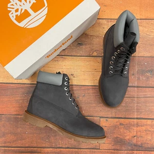 Timberland Men's Classic 6 Inch Dark Gray Nubuck Waterproof Boots A5PY8 - Picture 1 of 6