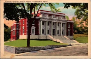 Hancock County Court House Building Ellsworth Maine Vintage 1938 Postcard - Picture 1 of 2