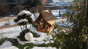 Birdhouse Wooden Feed House Bird Feed House Handmade Flamed Surface New - Picture 1 of 8