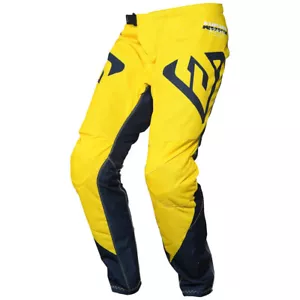 YOUTH MOTOCROSS MTB BMX PANTS ANSWER SYNCRON TROUSERS - PRO YELLOW BLUE WHITE - Picture 1 of 3