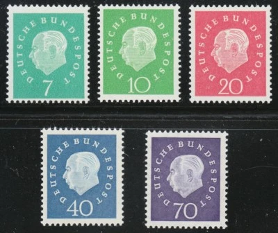 Germany 1959 MNH Mi 302-306 Sc 793-797 German President Theodor Heuss ** - Image 1 of 2