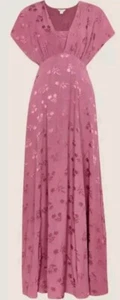Monsoon Donna Maxikleid Satin Jacquard rosa rosa UK 20 neu mit Etikett Brautjungfer  - Bild 1 von 6