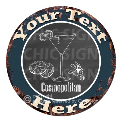 CP-0191 ANY NAME'S Custom Personalized Cosmo Cocktail Metal Sign Decor Gift idea - Image 1 of 2
