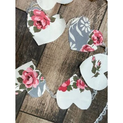 Banderín corazón San Valentín vintage ropa de cama boda ducha Foto 1 de 4