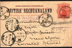 BECHUANALAND QV Stationery GB Overprints 1½d USA New York 1899 {samwells} MS2337 - Picture 1 of 6