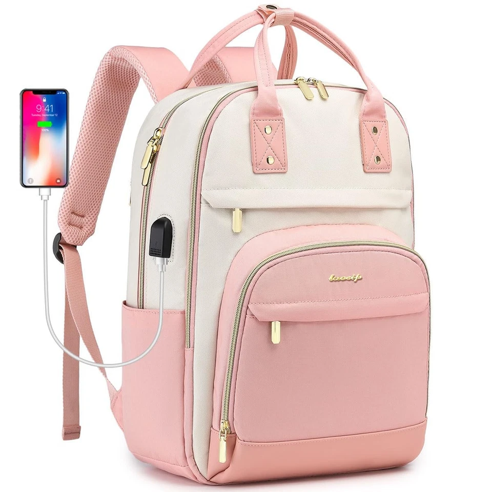 Mochila para mujer, mochila para portátil de 15,6 pulgadas con cargador USB Foto 1 de 4