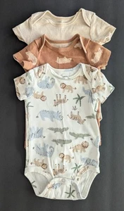 Set of 3 Carter's Size: 6 Months Animal Theme & Stripe One-Piece Shirts - Picture 1 of 13