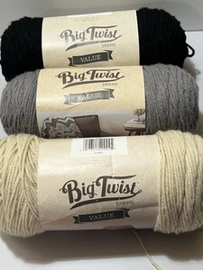 Big Twist VALUE Yarn Set of 3 100% Acrylic 4oz ea. 3-Colors - Imagen 1 de 8