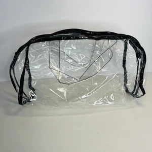 Transparente Make-up/Federtasche mit Griffen Reißverschluss Beutel 10 Zoll lang 5 Zoll tief LESEN - Bild 1 von 4