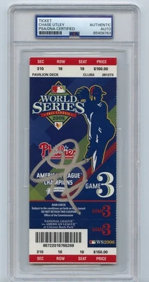 Chase Utley Signed Autograph 2008 MLB World Series Game 3 Ticket Stub PSA/ DNA - Image 1 of 2