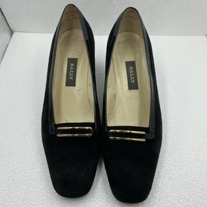 Bally Zapatos de Tacón Negro Mocasines Vintage Cuero Gamuza Reino Unido 5.5 UE 38.5 - Imagen 1 de 17