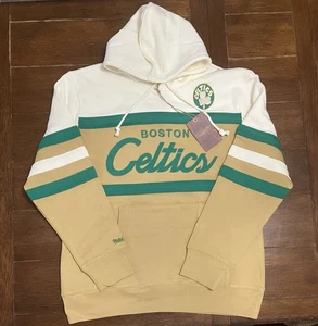 Felpa con cappuccio nuova con etichette Mitchell & Ness NBA Boston Celtics Head Coach Script da uomo L $110 - Foto 1 di 5