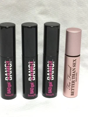4pc- 3 BENEFIT Bad Bang Mascara no box .1 oz + 1 Too Faced Btter than sex no box - Image 1 of 3