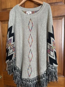 Boho Southwest Hippie weicher Strick Fransen Poncho Pullover / Adora 2X/3X - Bild 1 von 9