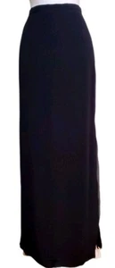 AKRIS Black 100% Silk Chiffon layered sheer Side Slit Dressy Maxi Skirt 12 - Picture 1 of 12